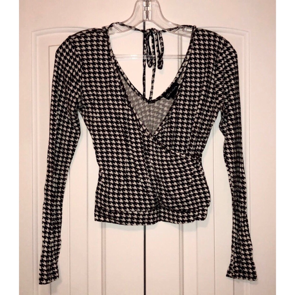 Checkered Plunging Top w/ Low Back